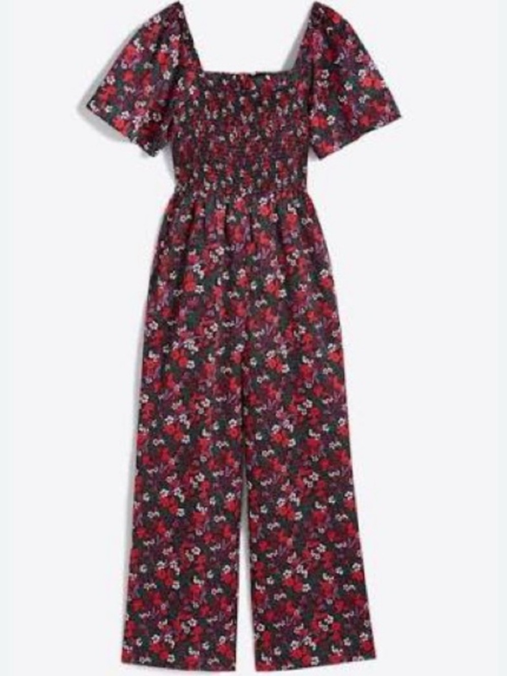Draper James Maren Floral Smocked Wide-Leg Jumpsuit Size XXL